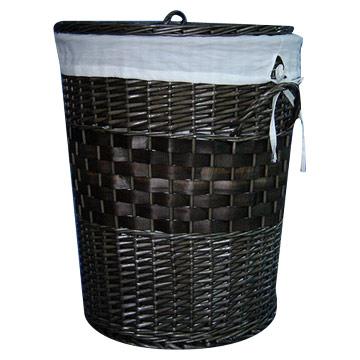 Dark Brown Willow Laundry Basket (S-3)